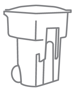 Gray outline simple illustration of a garbage cart